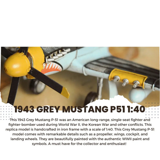 1943 Grey Mustang P51 1:40