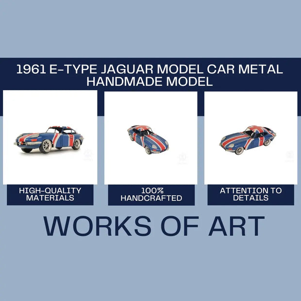 1961 E-Type Jaguar Model Car Metal Handmade