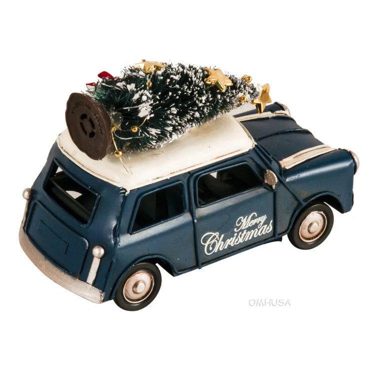 Handmade 1960s Mini Cooper Christmas Car Model Set of 2