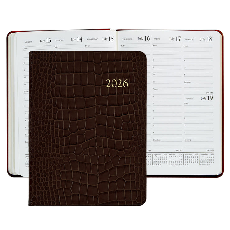 2026 Desk Diary - Traditional/Goatskin/Crocodile