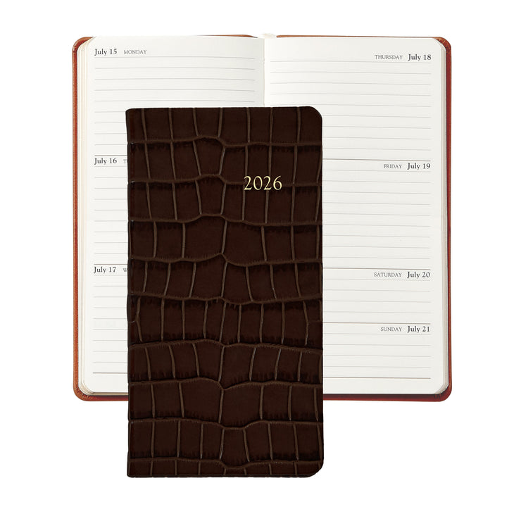 2026 Pocket Datebook Planner 6" - Traditional, Goatskin, & Crocodile Leather