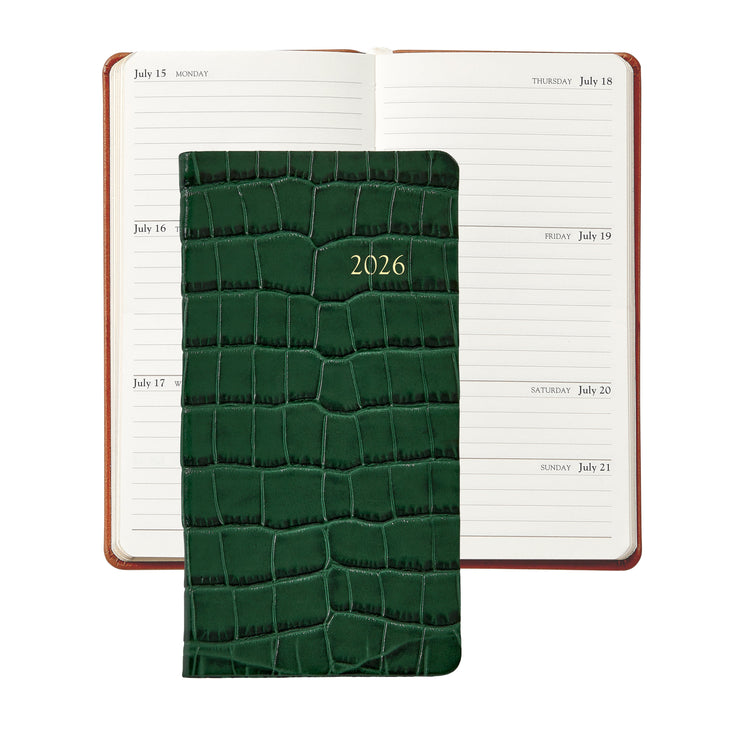 2026 Pocket Datebook Planner 6" - Traditional, Goatskin, & Crocodile Leather