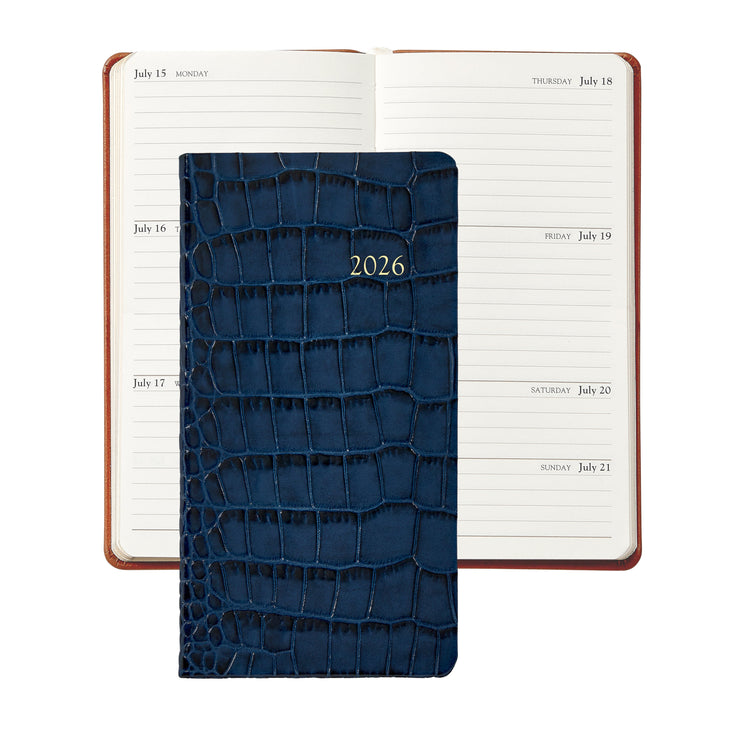 2026 Pocket Datebook Planner 6" - Traditional, Goatskin, & Crocodile Leather