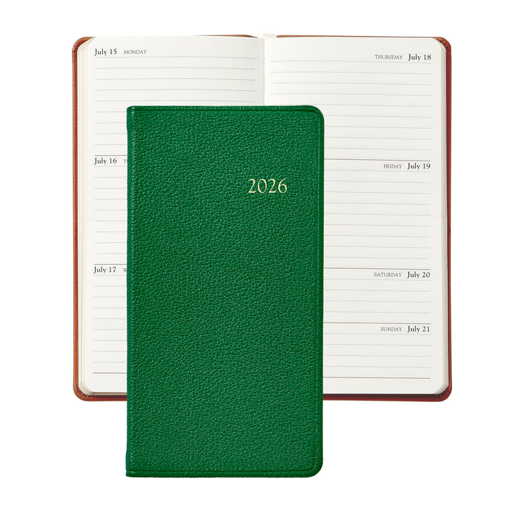2026 Pocket Datebook Planner 6" - Traditional, Goatskin, & Crocodile Leather