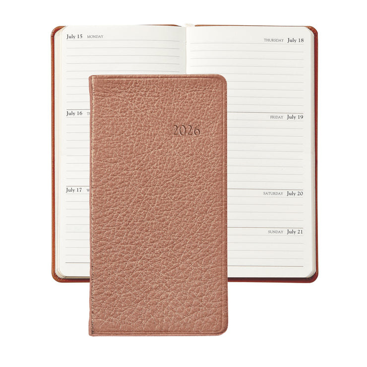 2026 Pocket Datebook Planner 6" - Traditional, Goatskin, & Crocodile Leather