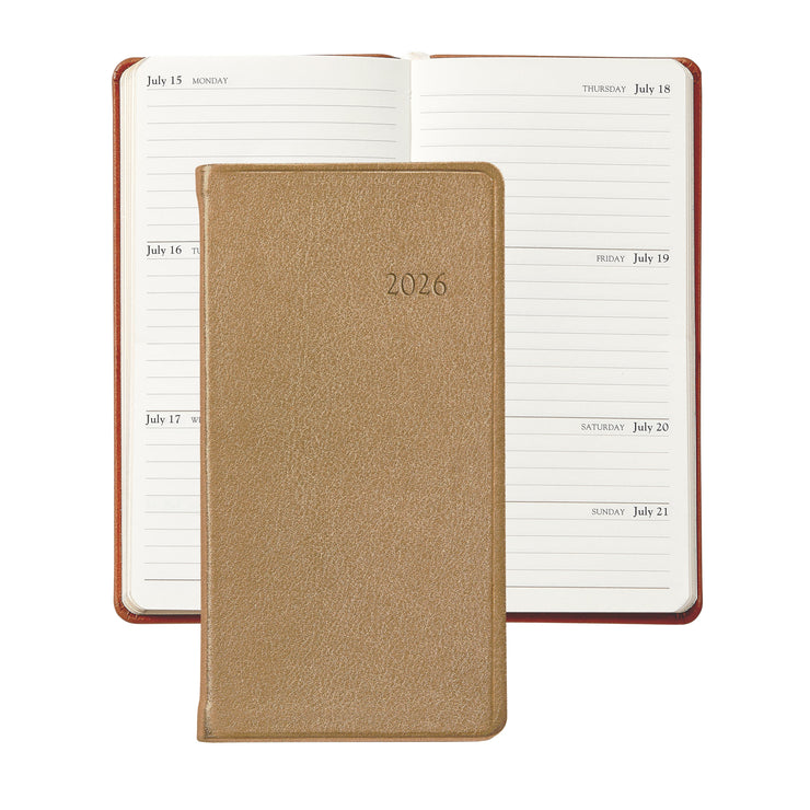 2026 Pocket Datebook Planner 6" - Traditional, Goatskin, & Crocodile Leather
