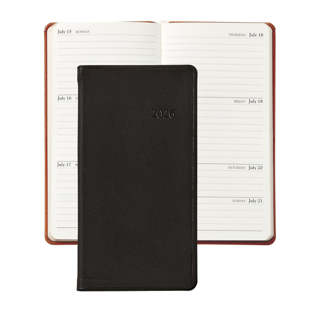 2026 Pocket Datebook Planner 6" - Traditional, Goatskin, & Crocodile Leather