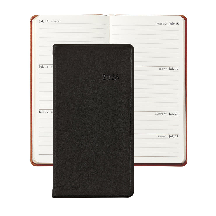 2026 Pocket Datebook Planner 6" - Traditional, Goatskin, & Crocodile Leather