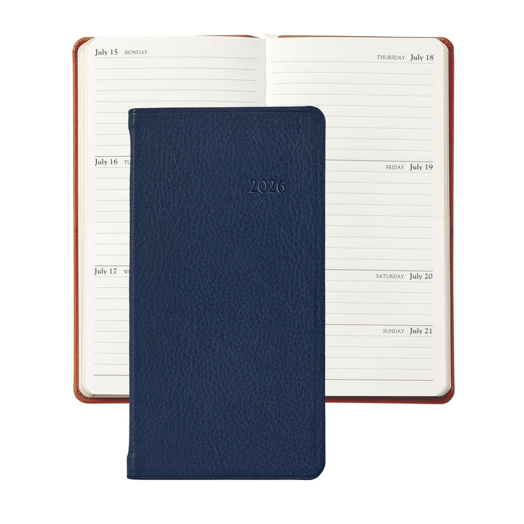 2026 Pocket Datebook Planner 6" - Traditional, Goatskin, & Crocodile Leather