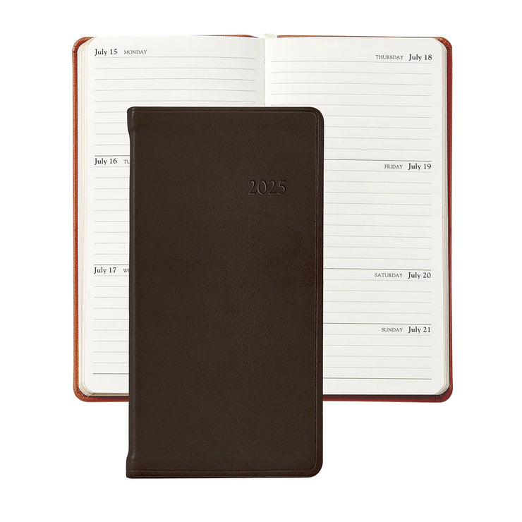 2025 Pocket Datebook Planner 6" - Traditional, Goatskin, & Crocodile Leather