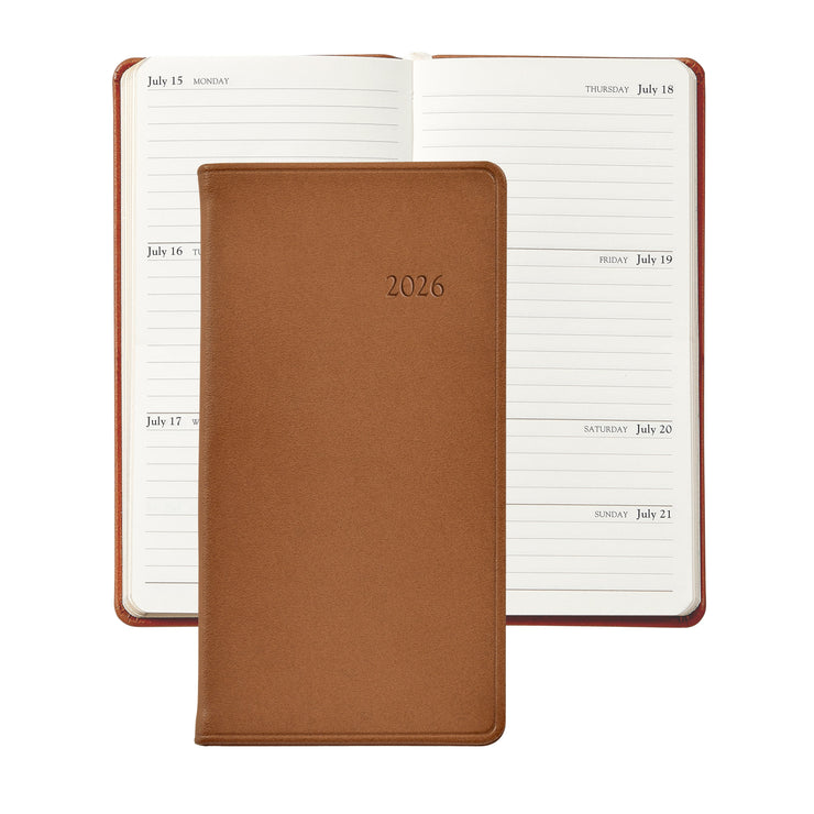 2026 Pocket Datebook Planner 6" - Traditional, Goatskin, & Crocodile Leather
