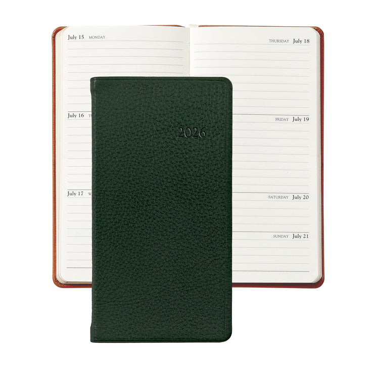 2026 Pocket Datebook Planner 6" - Traditional, Goatskin, & Crocodile Leather