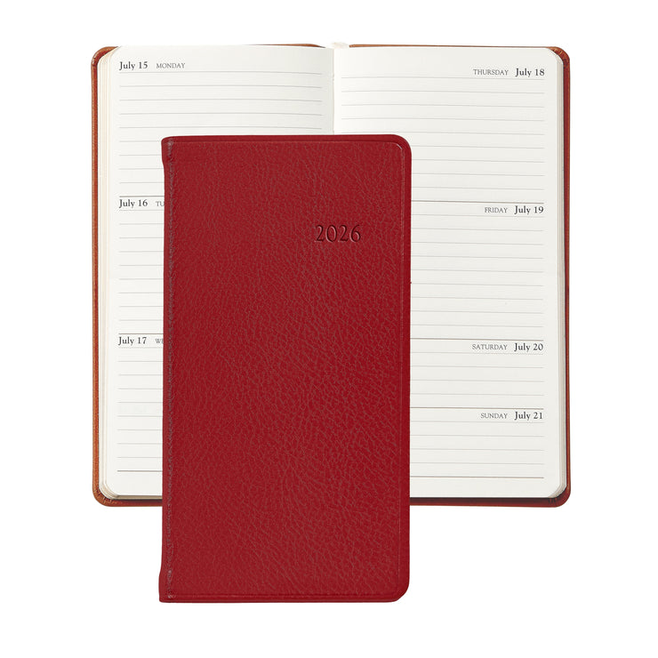 2026 Pocket Datebook Planner 6" - Traditional, Goatskin, & Crocodile Leather