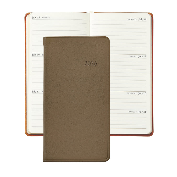 2026 Pocket Datebook Planner 6" - Traditional, Goatskin, & Crocodile Leather