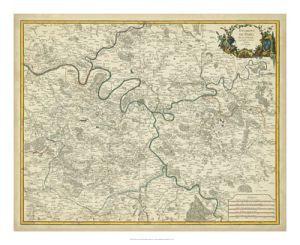Antique Map Environs de Paris Art Print - The National Memo