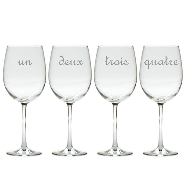 Wine Glass Gift Set with French Numbers, 4 pieces - The National Memo